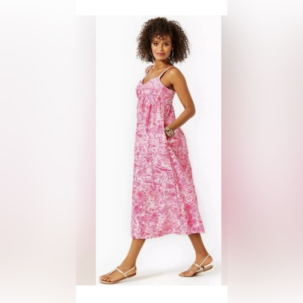 NWT Lilly Pulitzer Shylee Peony Pink Maxi Cotton Dress 8 - Picture 4 of 14